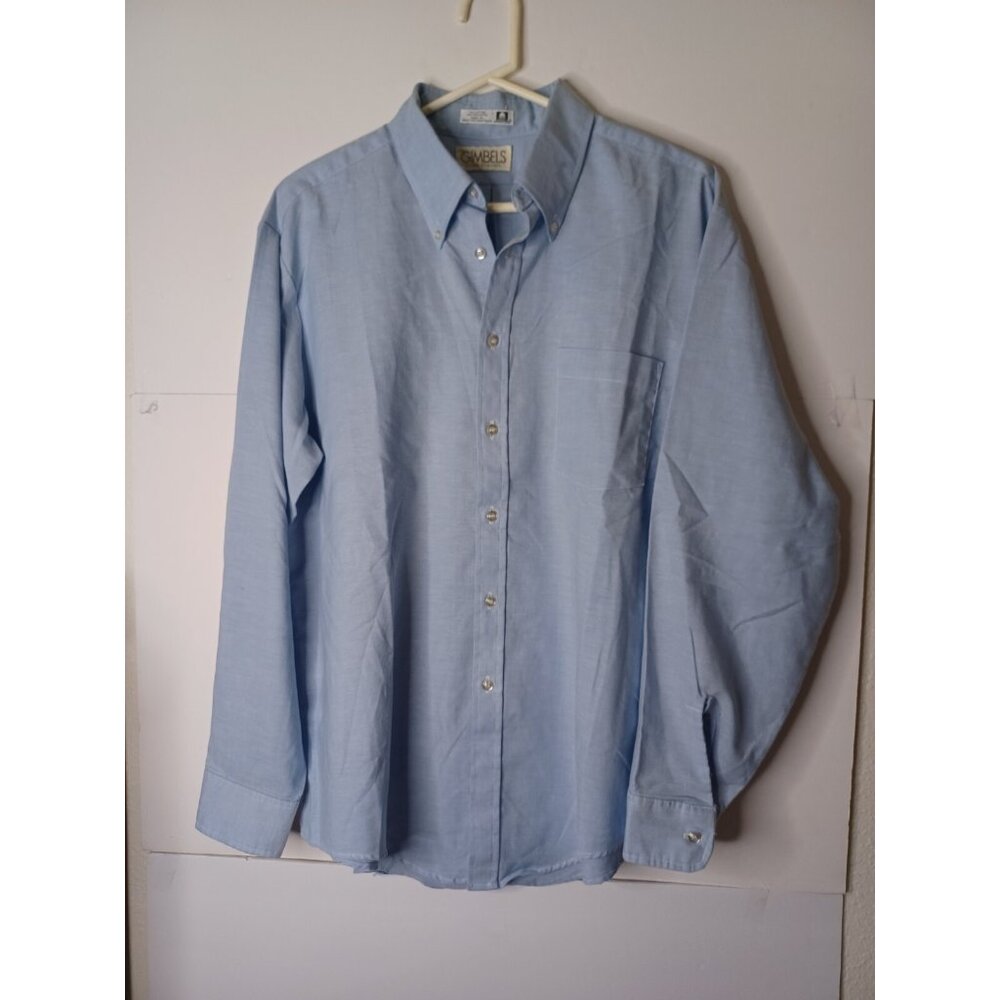 Vintage Gimbels For Men Collared Button Down Shirt Blue Size XL